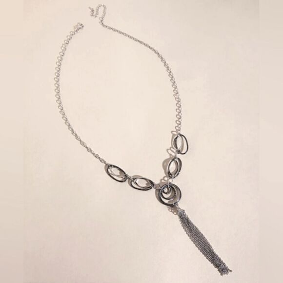 Ricki's Jewelry - Ricki's New With Tags Long Silver Circle Pendants With Tassel Necklace